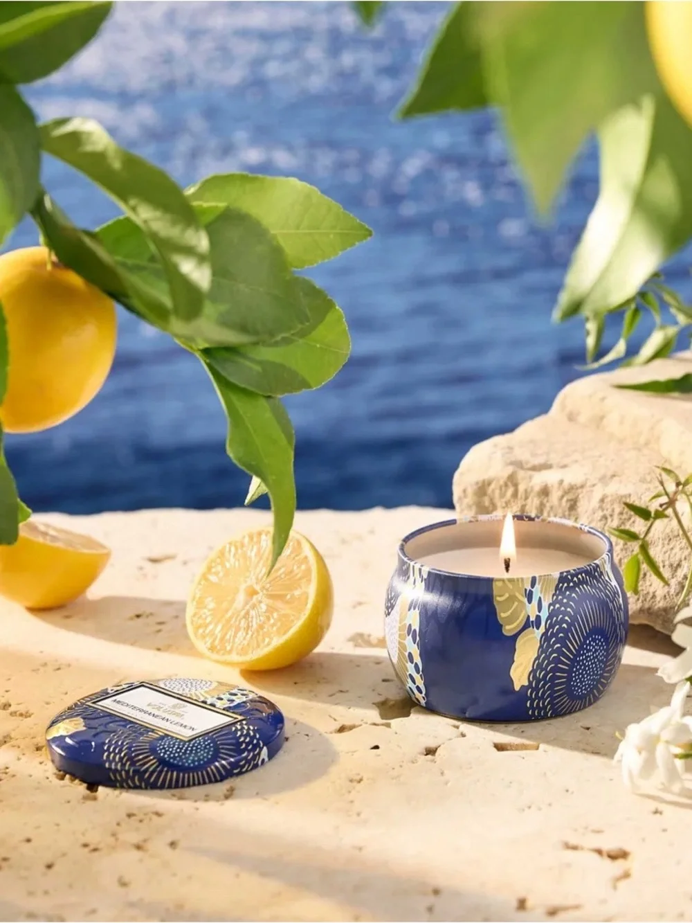 NEW Voluspa MEDITERRANEAN LEMON Mini Tin Candle, 4 oz